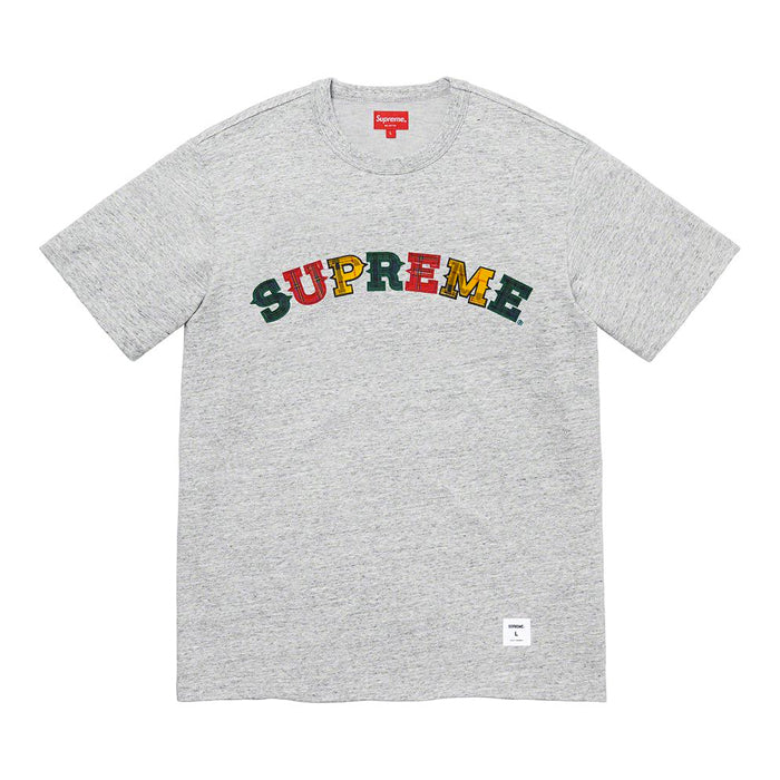 Supreme Plaid Appliqué S/S Top- Heather Grey