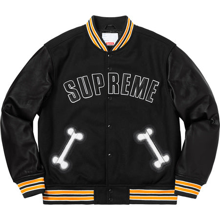 Supreme Bone Varsity Jacket- Black