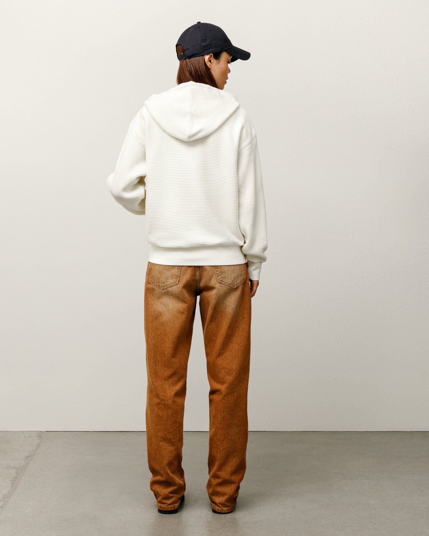 DOUBLE LAYER WAFFLE ZIP HOODIE