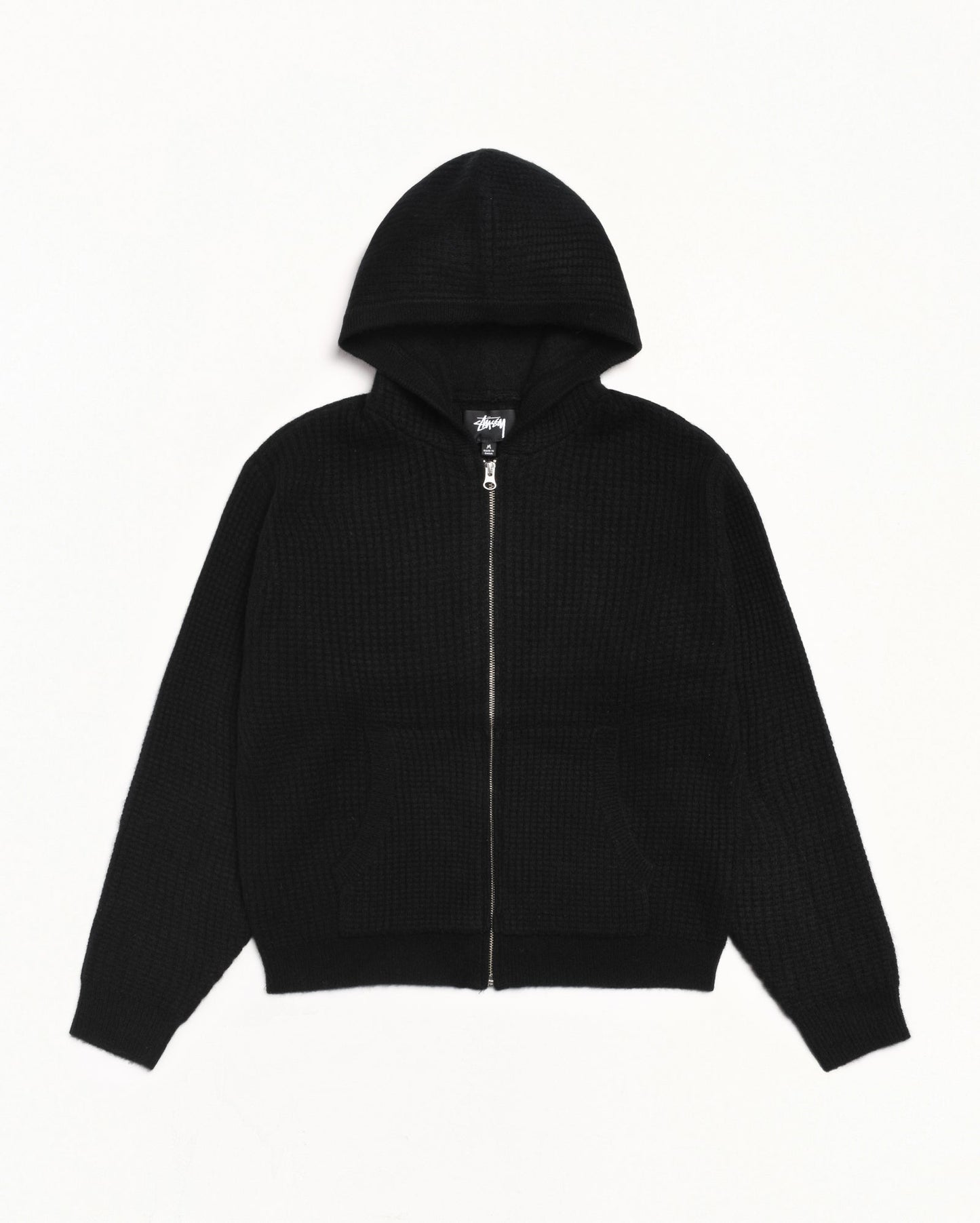 WAFFLE CASHMERE ZIP HOOD SWEATER
