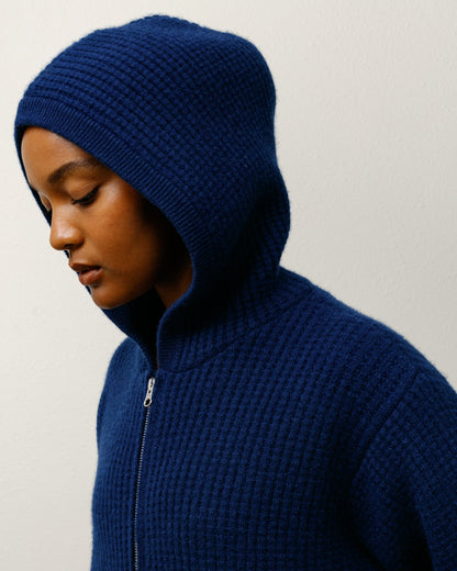 WAFFLE CASHMERE ZIP HOOD SWEATER