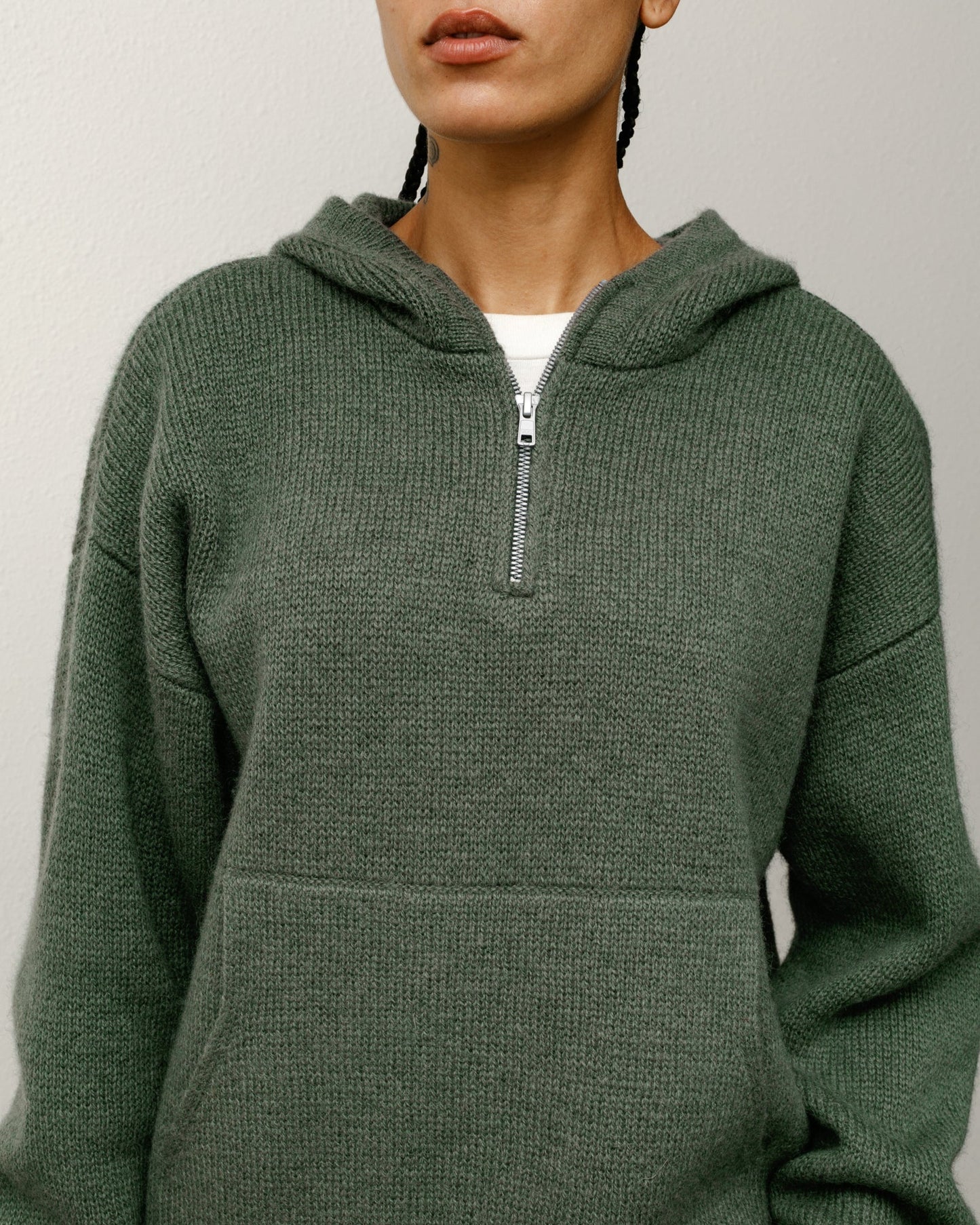 QUARTER ZIP KNIT HOODIE