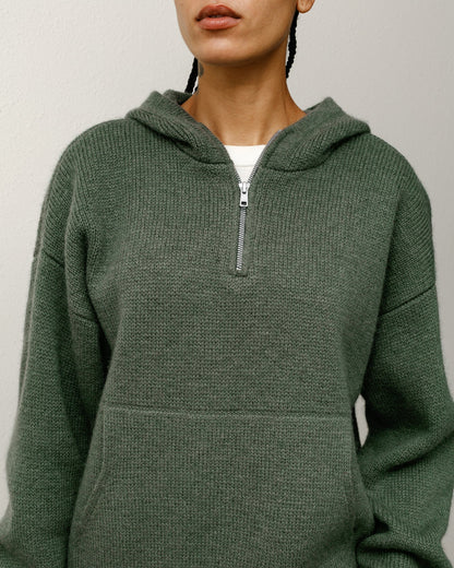 QUARTER ZIP KNIT HOODIE