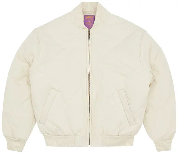Corteiz Olde English Quilted Bomber Jacket White