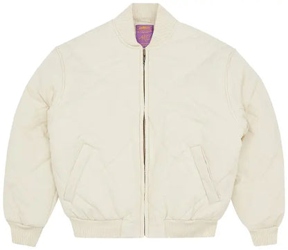 Corteiz Olde English Quilted Bomber Jacket White