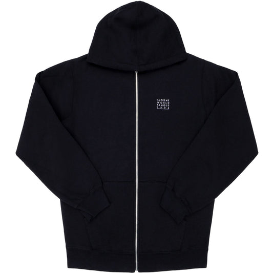 Supreme World Famous Zip Up Hooded Sweatshirt- Black