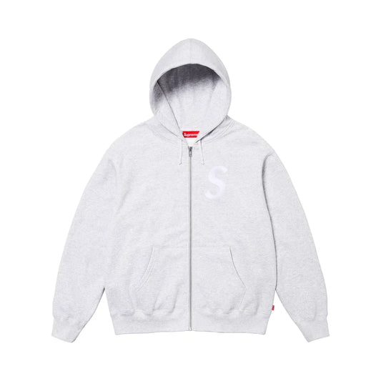 Supreme S Logo Zip Up Hooded Sweatshirt Ash Grey