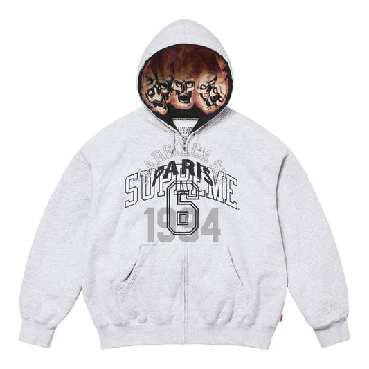 Supreme x MM6 Maison Margiela Zip Up Hooded Sweatshirt Ash Grey