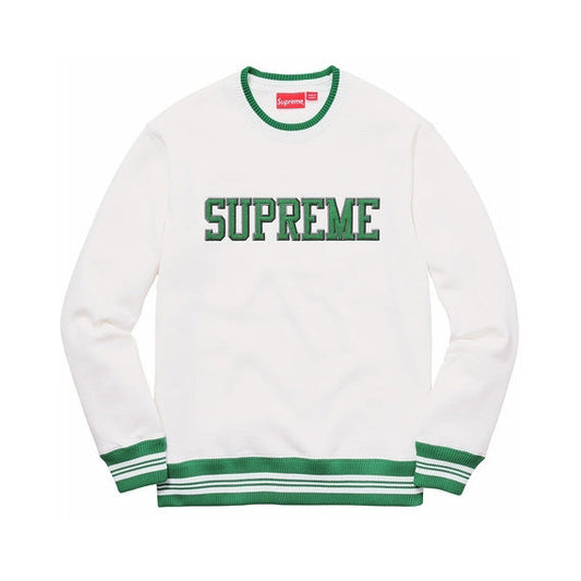 Supreme White Felt Shadow Crewneck