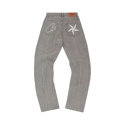 Corteiz C-Star Denim Jeans Grey