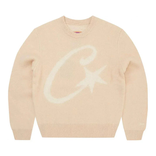 Corteiz C Star Mohair Knit Sweater Cream