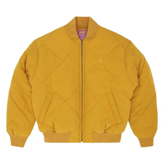 Corteiz Olde English Quilted Bomber Jacket Yellow
