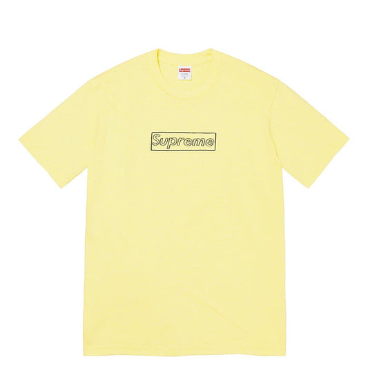 Supreme KAWS Chalk Logo Tee- Pale Yellow