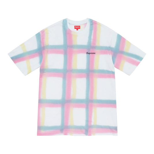 Supreme Sprayed Plaid S/S Top- White